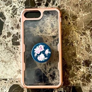 iPhone 7p/8p Rose Gold phone case W/ Pop socket